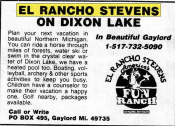 Sojourn Lakeside Resort (Gay El Rancho Ranch, El Rancho Stevens Ranch) - Apr 1990 Ad